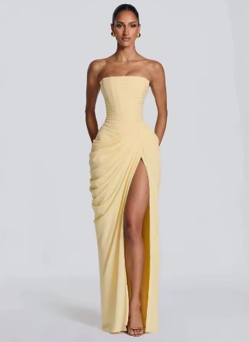 Aurelia Draped Split Gown