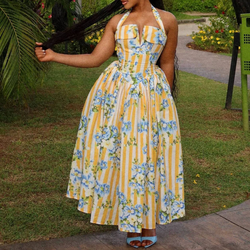 Solene Stripe Midi Dress — view 1