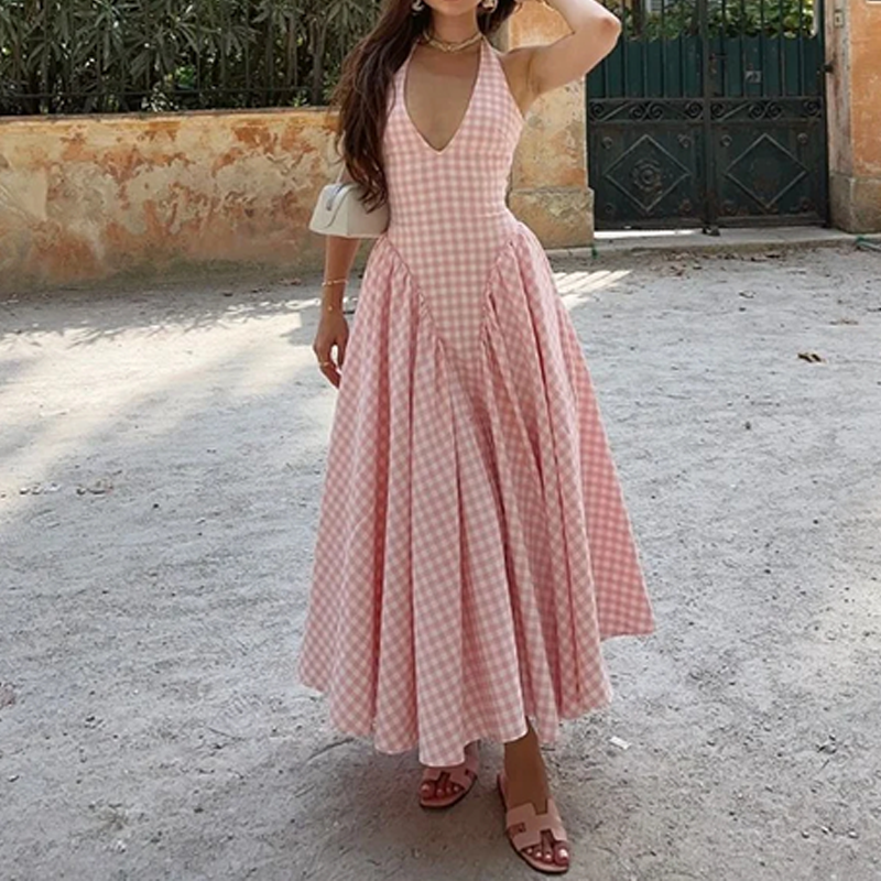 Rosalie Plaid Halter Dress — view 1