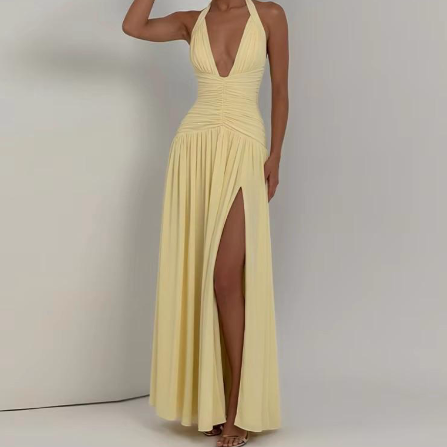 Lumi Pleated Halter Gown — view 1
