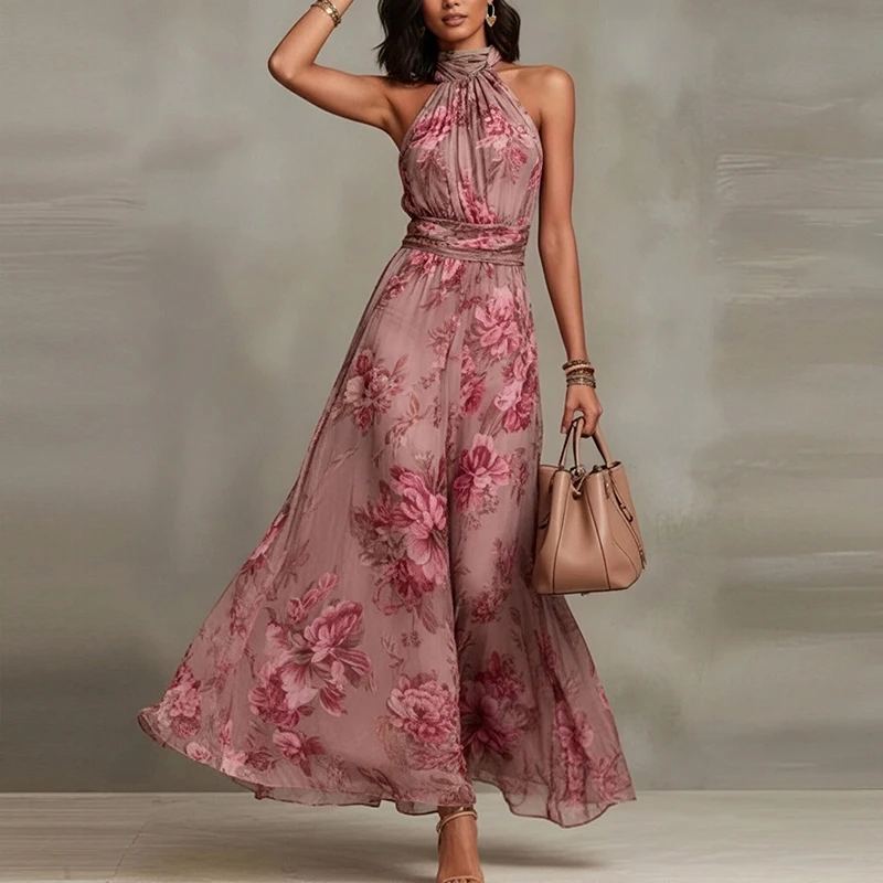 Rosalie Botanical Halter Maxi Dress — view 1