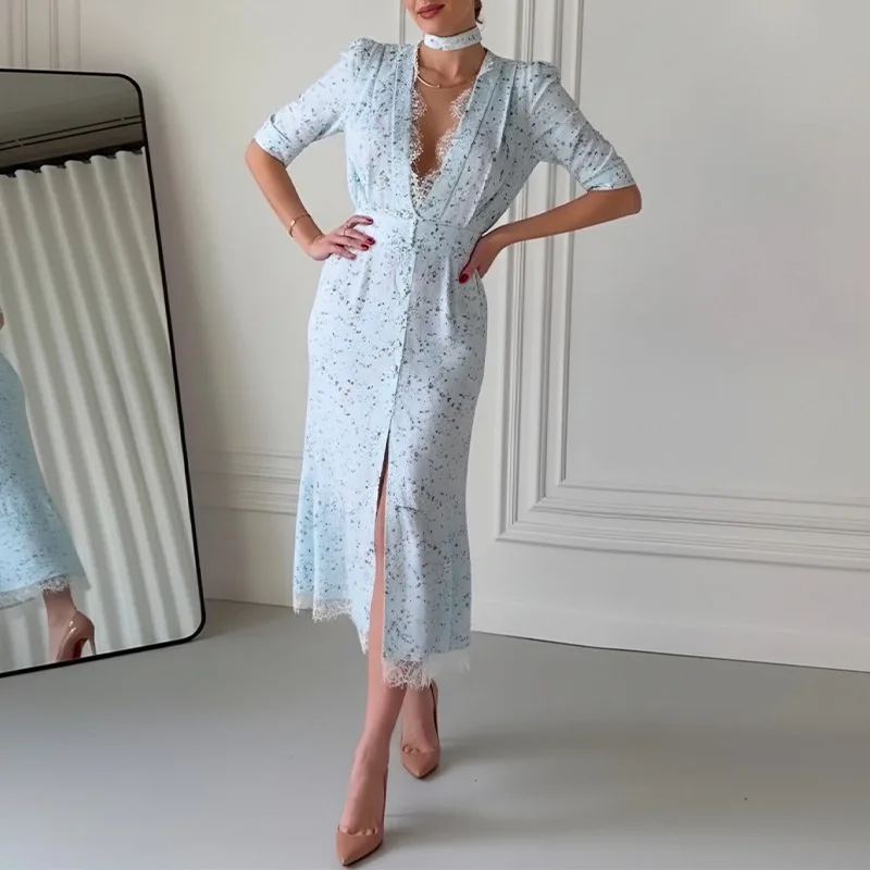 Celestine Lace-Trim Midi Dress — view 1