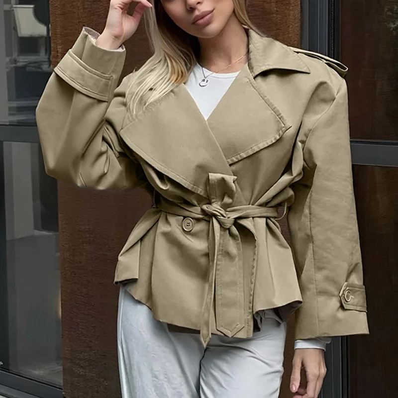 Navy Tailored Belted Coat — view 1