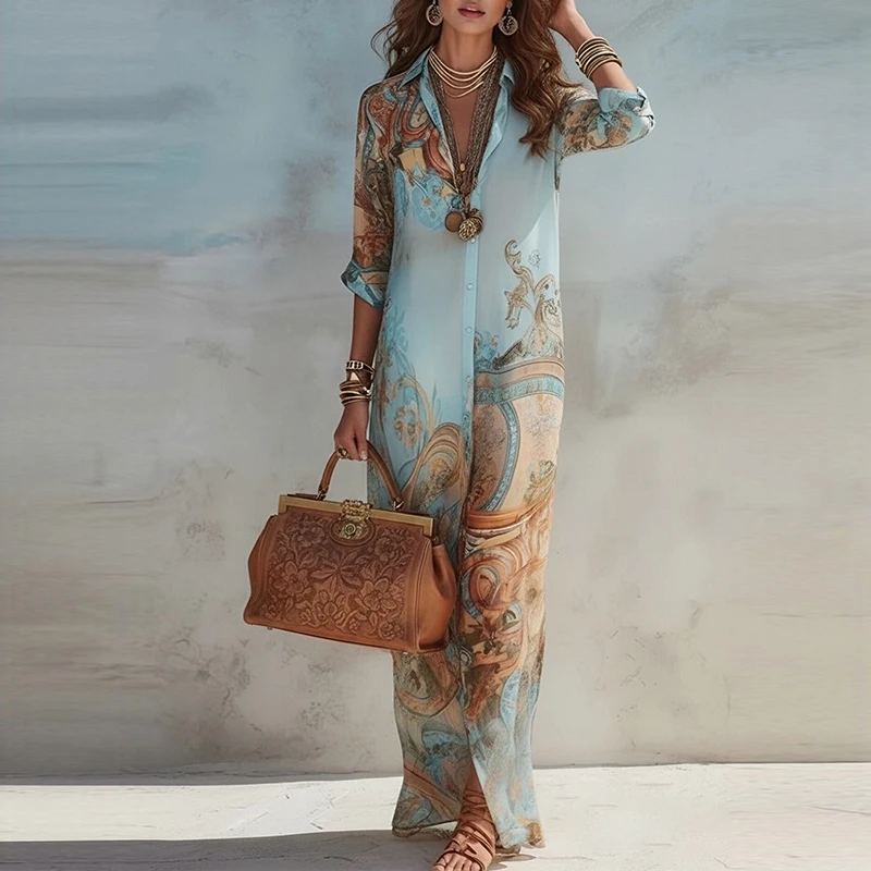 Marrakesh Paisley Shirt Maxi Dress — view 1