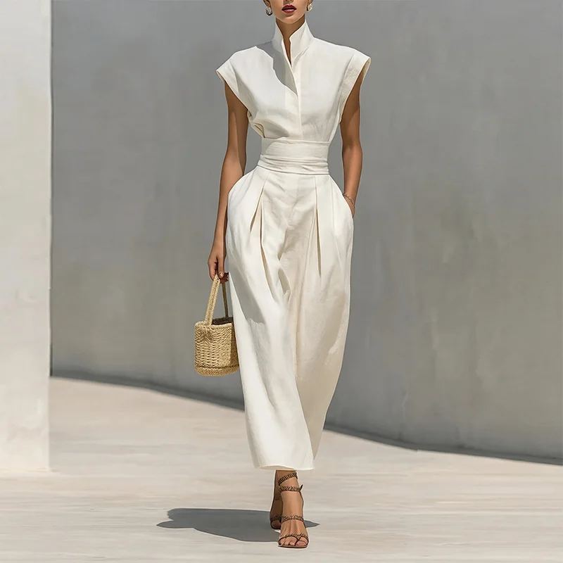 Amelia Stand-Collar Midi Dress — view 1