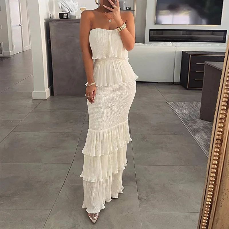 Aria Strapless Ruffle Maxi Dress — view 1