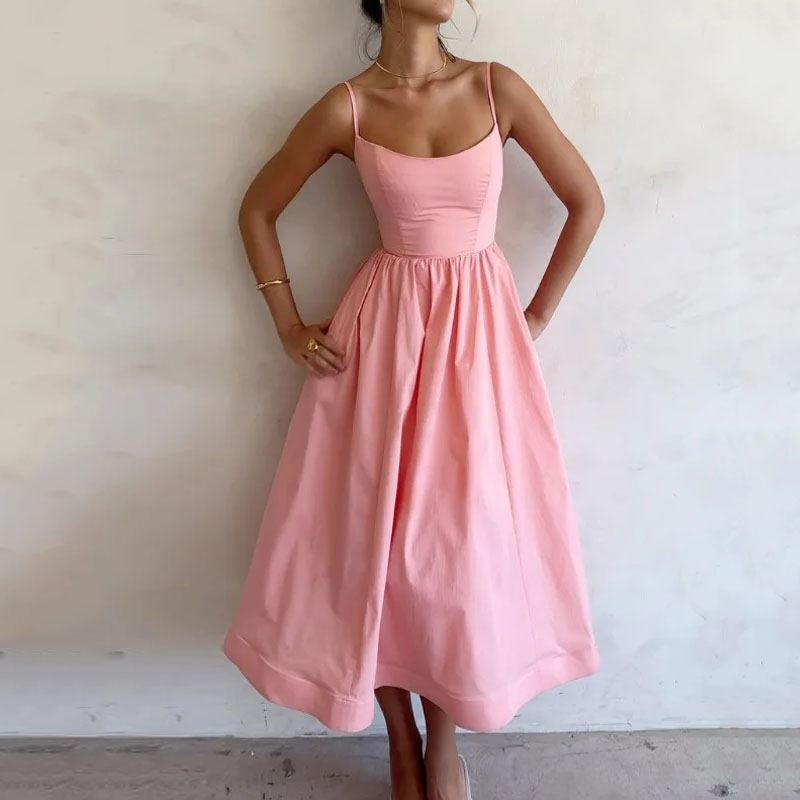 Rosa Square-Neck A-Line Midi Dress