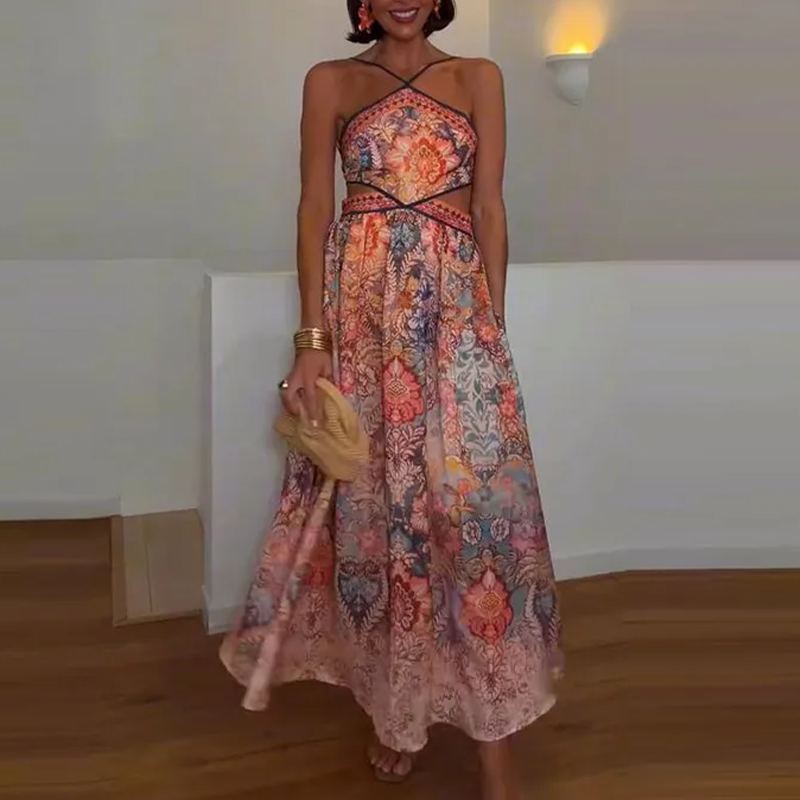 Saffron Paisley Halter Maxi Dress