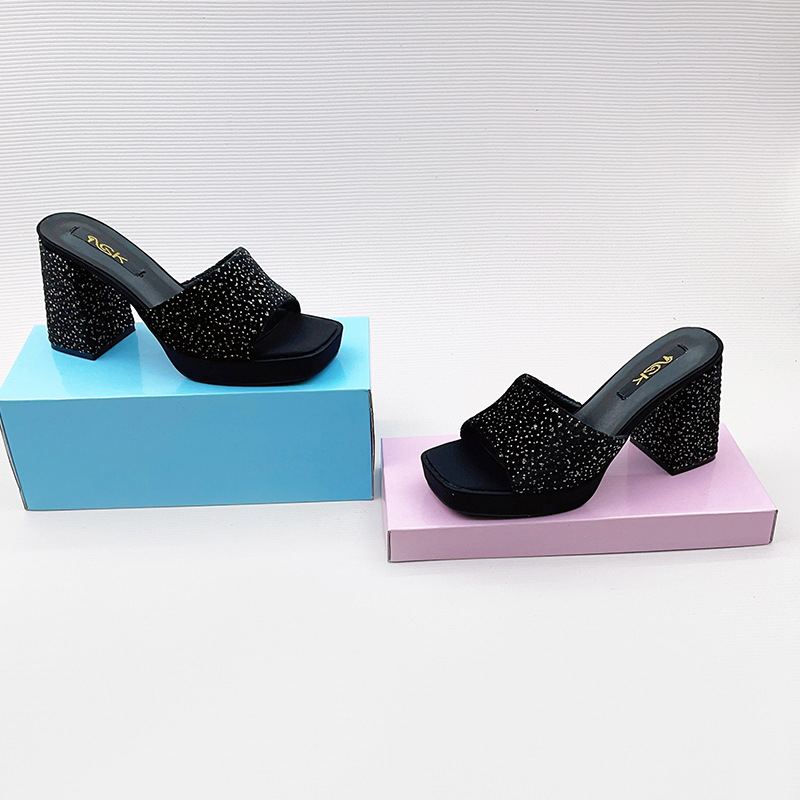 Brielle Sparkle Block-Heel Mules
