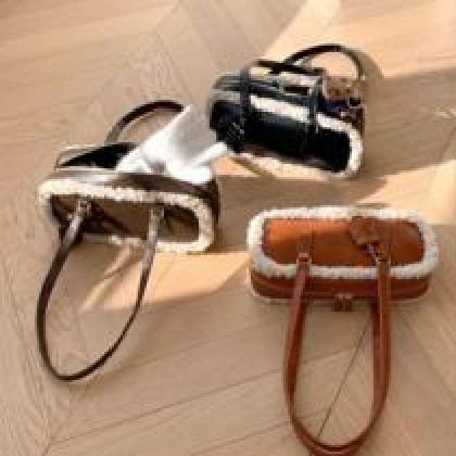 Faye Fur-Trim Barrel Bag