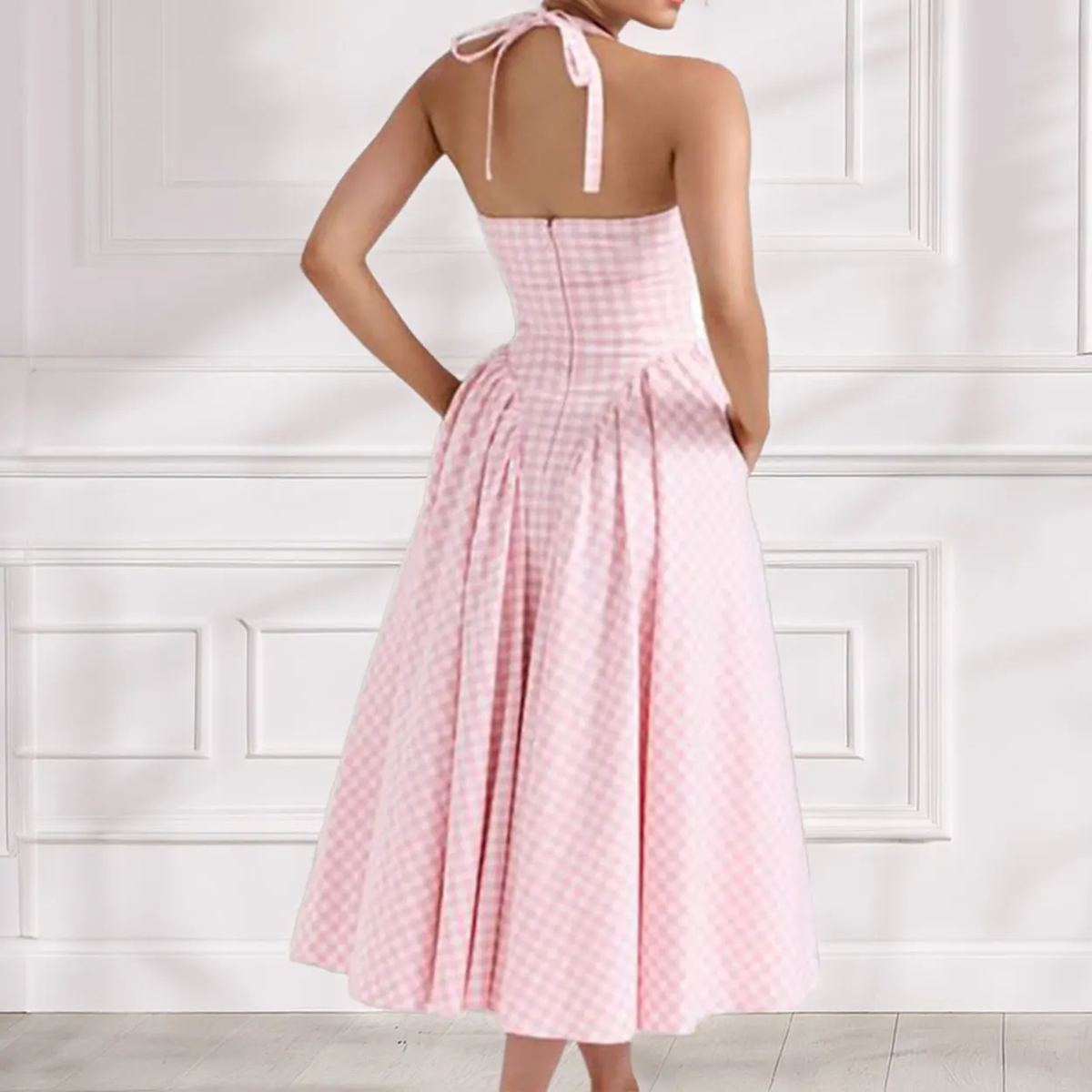 Rosalie Plaid Halter Dress — photo 2