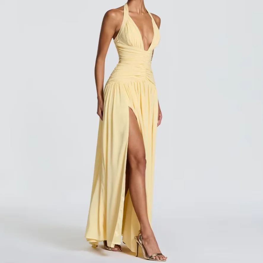 Lumi Pleated Halter Gown — photo 2