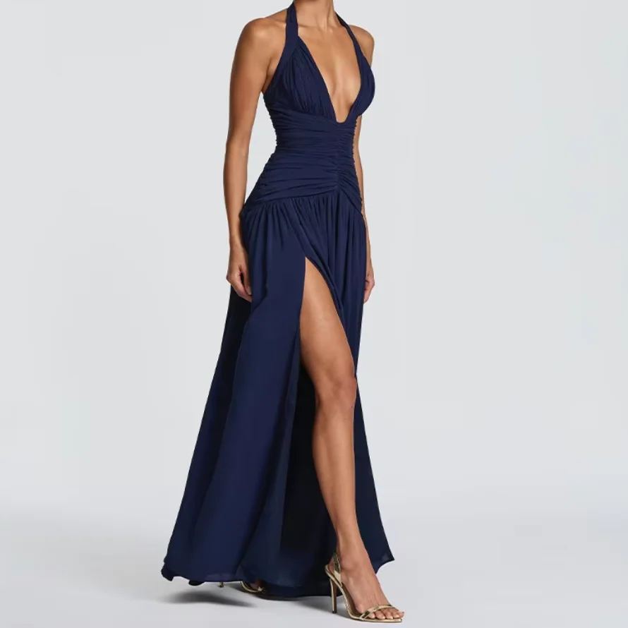 Lumi Pleated Halter Gown — photo 3