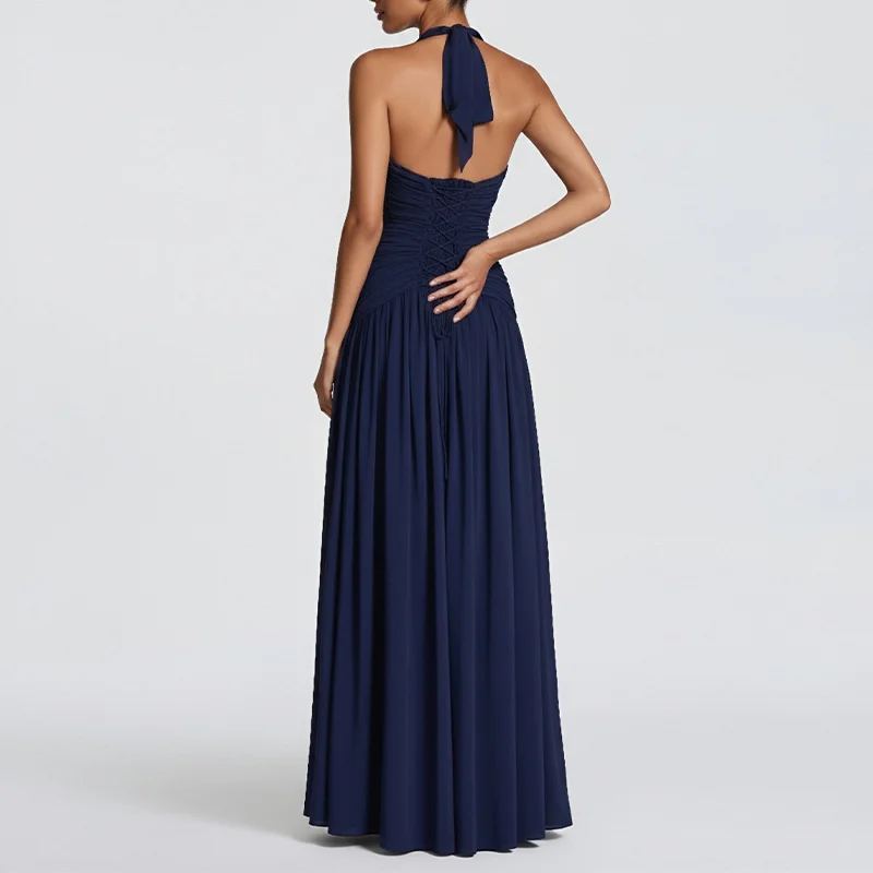 Lumi Pleated Halter Gown — photo 4
