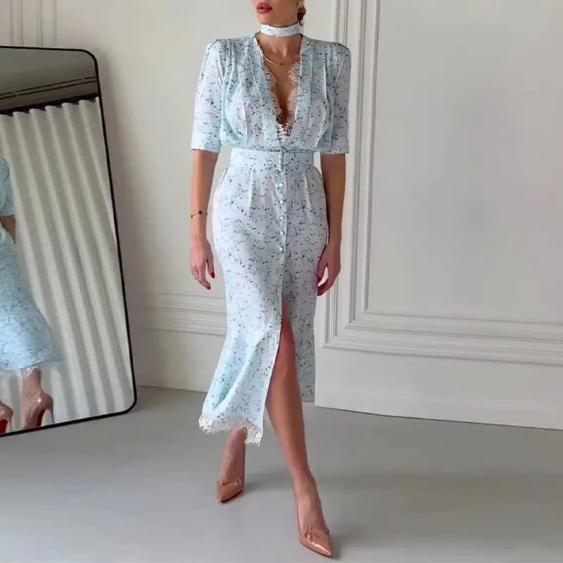 Celestine Lace-Trim Midi Dress — photo 3