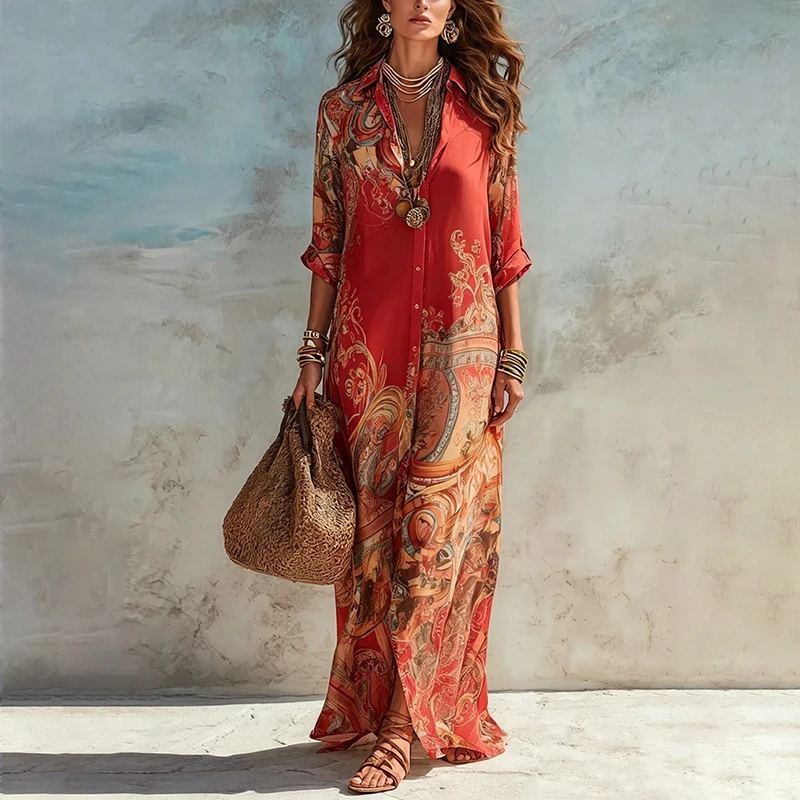Marrakesh Paisley Shirt Maxi Dress — photo 2