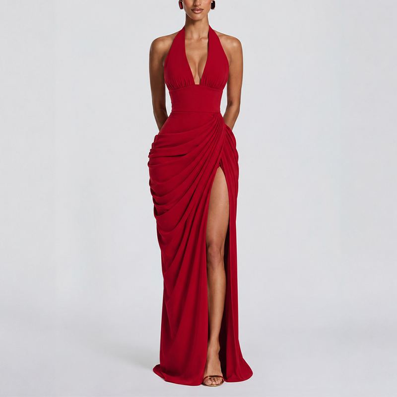 Valentina Ruched Halter Gown — photo 6