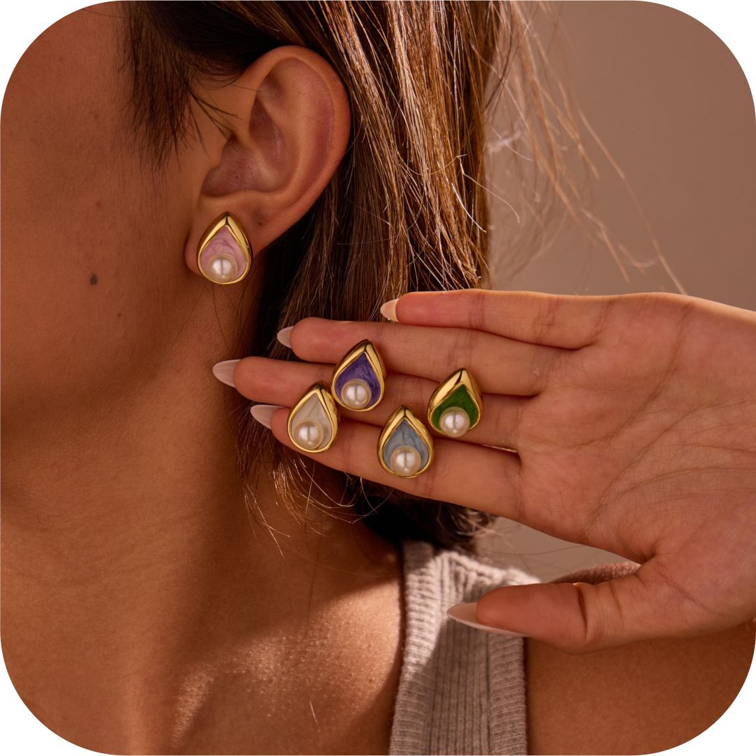 Perla Enamel Teardrop Earrings — photo 4
