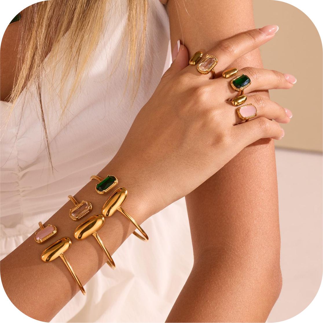 Emerald Open Bangle — photo 2