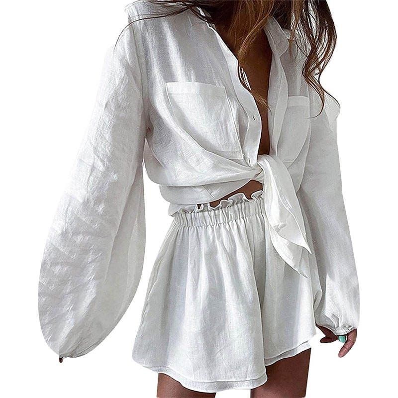 Soleil Puff-Sleeve Shorts Set — view 3