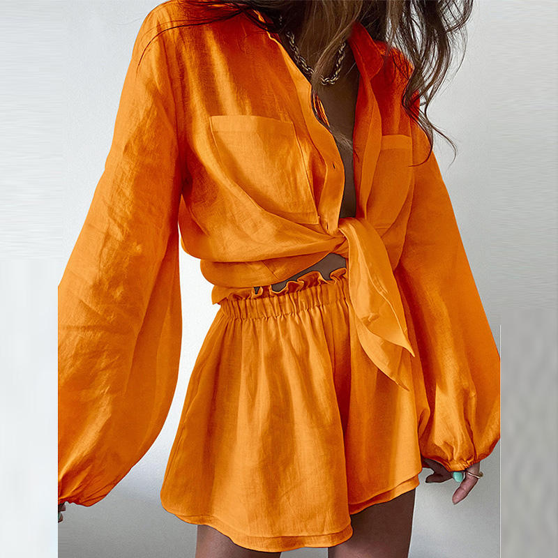 Soleil Puff-Sleeve Shorts Set — view 4